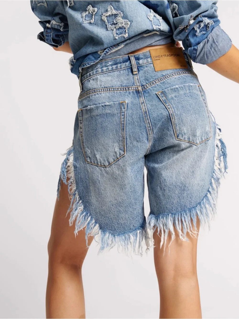 NWT One Teaspoon Frankies Low Waist Long Length Denim Shorts - Hollywood, 23